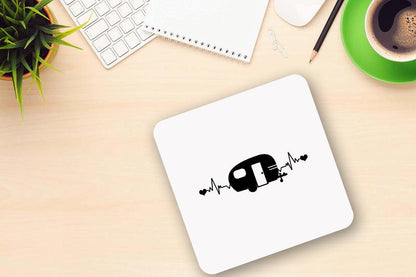 Camping Heartbeat - Funny Ceramic Novelty Mug & Coaster Coffee Tea Cup Adventurous Gift