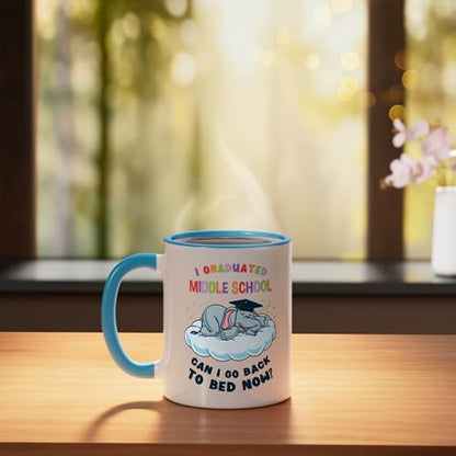 I Graduated Middle School Elephant Graduate | Ceramic Coffee Mug | 11 OZ