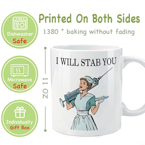 Funny I Will Stab You Nurse Gift for | Ceramic Coffee Mug | 11 OZ