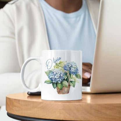 Novelty Customized Hydrangea Travel Custom | Customised Coffee Mug | 11 OZ