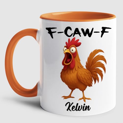 Custom Name Caw-F Chicken Sarcastic Humor | Customised Coffee Mug | 11 OZ