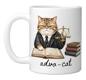 Advo Cat Funny Lawyer Attorney Humor Law | Ceramic Coffee Mug | 11 OZ