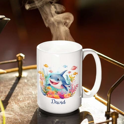 Personalized Shark Custom And Color Fishes | Customised Coffee Mug | 11 OZ