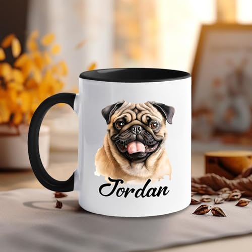 Personalized Pugs Customized With Name Pug | Customised Coffee Mug | 11 OZ