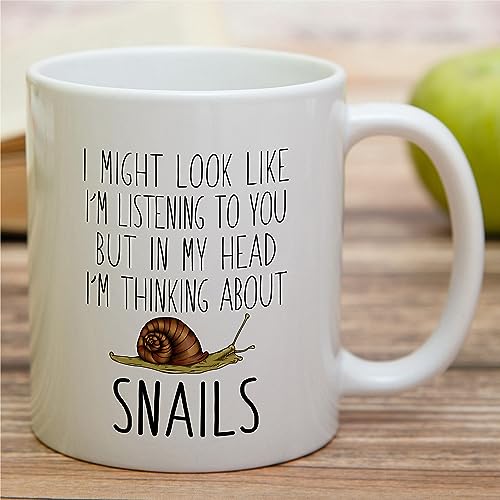 Funny Snail Gift Thinking About Snails Lover | Ceramic Coffee Mug | 11 OZ