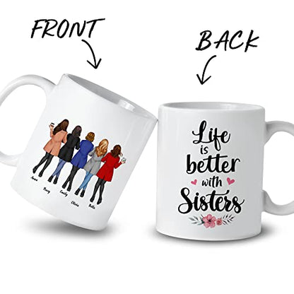 GOSSBY Personalized Custom 5 women Life Is | Customised Coffee Mug | 11 OZ