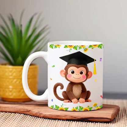 Personalized Happy Graduation Monkey with | Customised Coffee Mug | 11 OZ