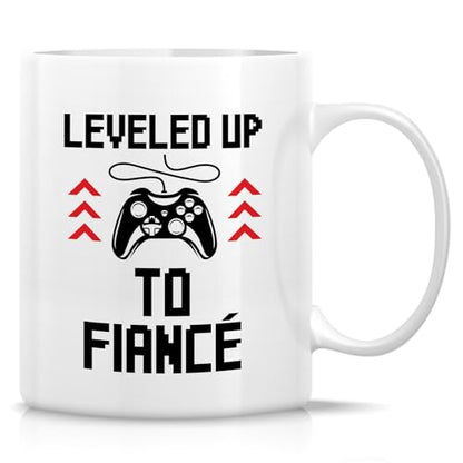 Funny Leveled Up to Fianc Humorous Engagement | Ceramic Coffee Mug | 11 OZ
