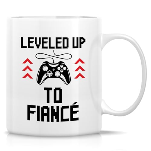 Funny Leveled Up to Fianc Humorous Engagement | Ceramic Coffee Mug | 11 OZ
