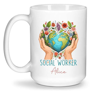 Personalized Choose Name Social Worker | Customised Coffee Mug | 11 OZ
