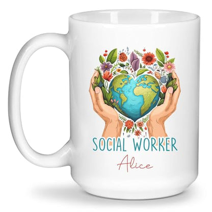 Personalized Choose Name Social Worker | Customised Coffee Mug | 11 OZ