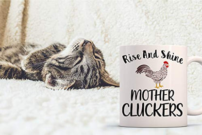 Funnwear Rise And Shine Mother Cluckers Funny | Ceramic Coffee Mug | 11 OZ