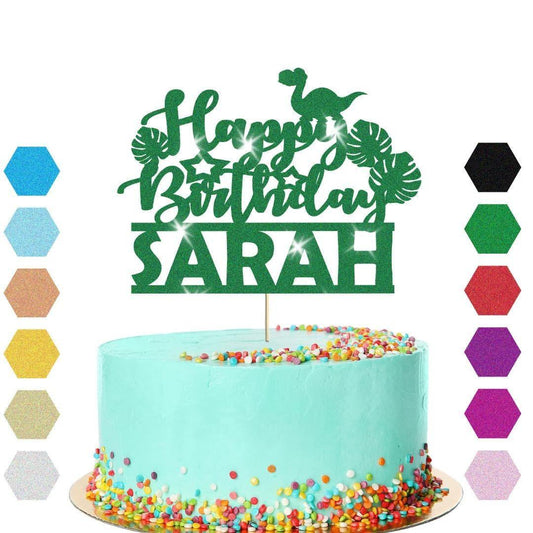 Custom Dinosaur Glitter Cake Topper Jurassic Dino Birthday Party Cake Decoration