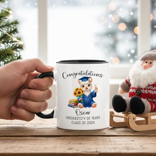 Personalized Name Llama Graduation Accent | Customised Coffee Mug | 11 OZ