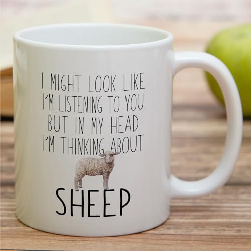Funny Sheep Lover Thinking About or Humorous | Ceramic Coffee Mug | 11 OZ
