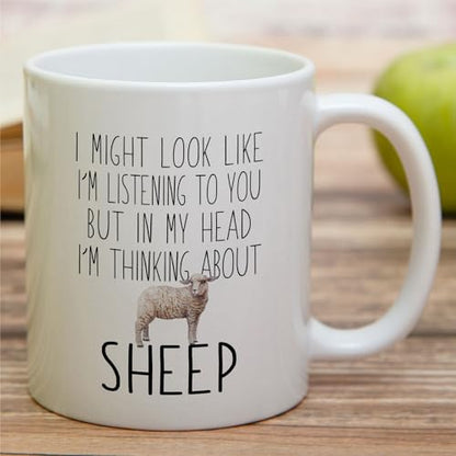 Funny Sheep Lover Thinking About or Humorous | Ceramic Coffee Mug | 11 OZ
