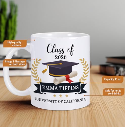 Graduation Personalized with Name School | Customised Coffee Mug | 11 OZ