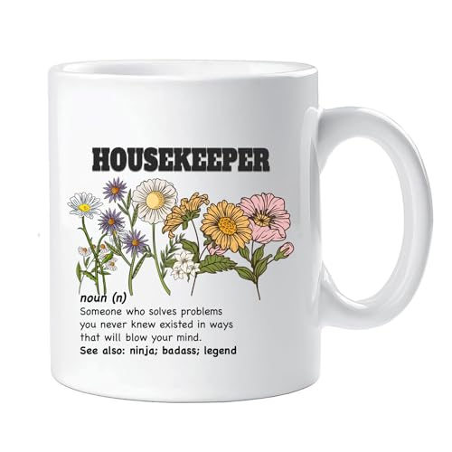 Floral Housekeeper Gift for Women Coworker | Ceramic Coffee Mug | 11 OZ