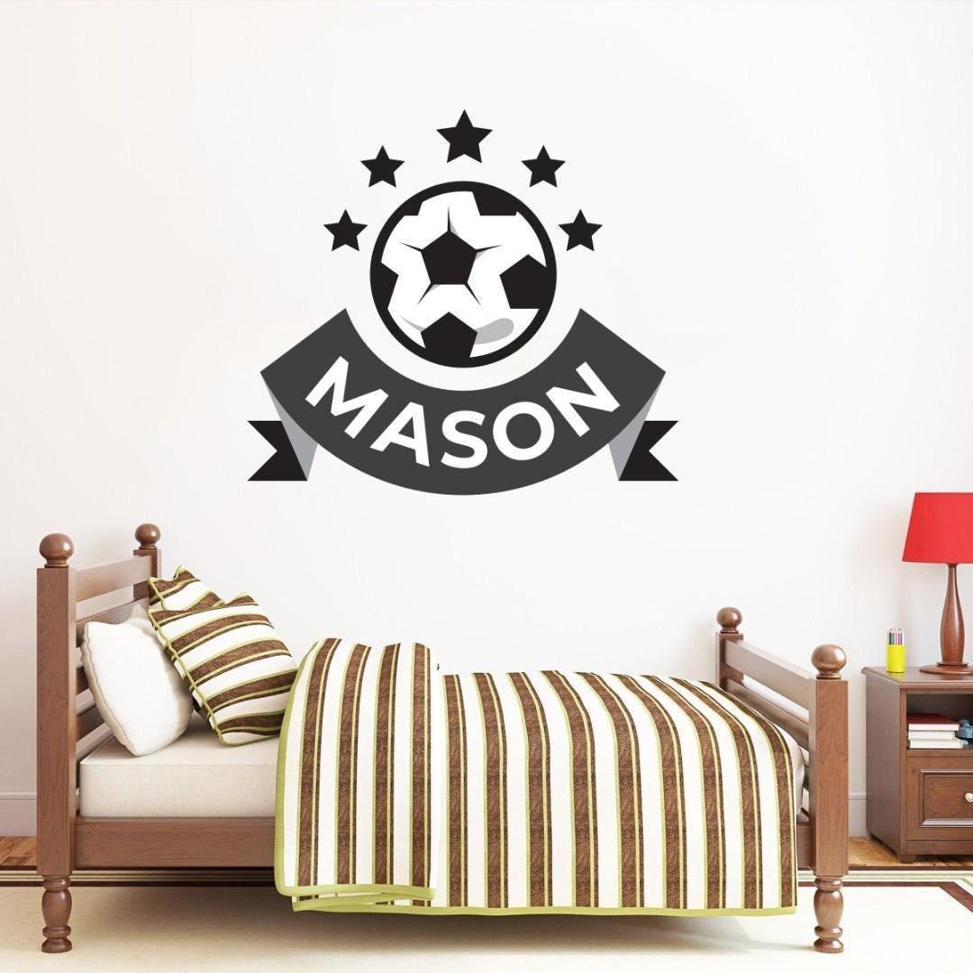 Personalised Star Football Wall Sticker Name Vinyl Decal Girls Boys Kids Nursery Bedroom