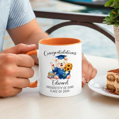 Graduation Polar Bear Accent Personalized | Customised Coffee Mug | 11 OZ
