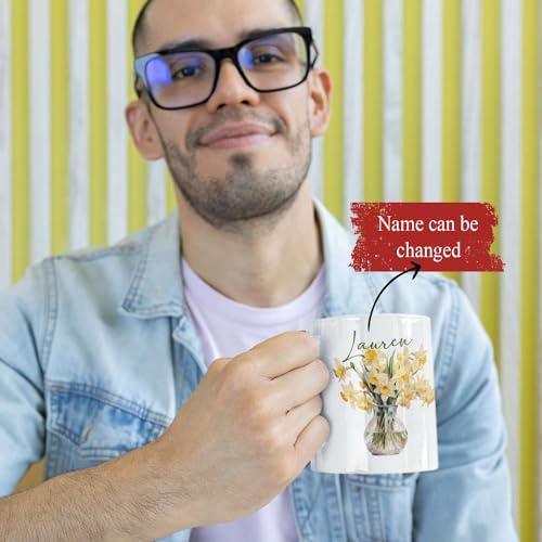 Personalized Name On Daffodils Travel | Customised Coffee Mug | 11 OZ