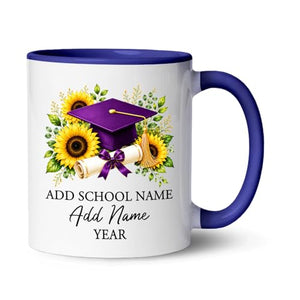 Personalized School Name Graduation Cap | Customised Coffee Mug | 11 OZ