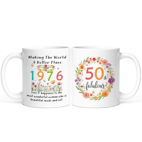 50th Birthday Gifts for Women Born in 1976-50 | Ceramic Coffee Mug | 11 OZ