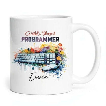 Floral Mouse And Keyboard Design | Customised Coffee Mug | 11 OZ