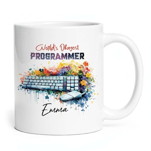 Floral Mouse And Keyboard Design | Customised Coffee Mug | 11 OZ