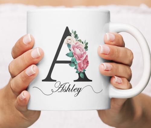 Personalized Monogrammed for Women with | Customised Coffee Mug | 11 OZ