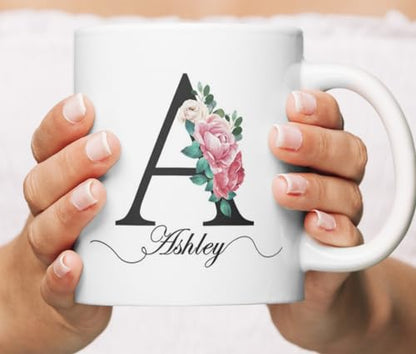 Personalized Monogrammed for Women with | Customised Coffee Mug | 11 OZ