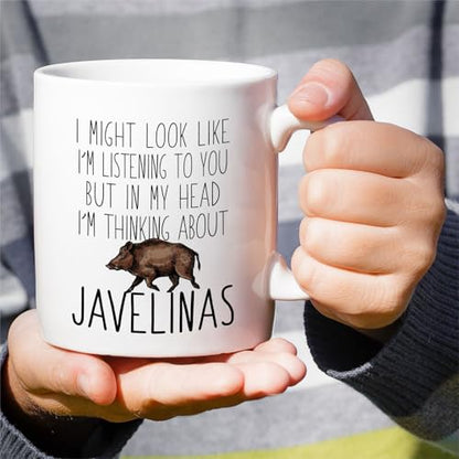 Funny Javelina Lover Thinking About Javelinas | Ceramic Coffee Mug | 11 OZ
