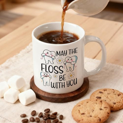 May The Floss Double-Sided Funny Dentist for | Ceramic Coffee Mug | 11 OZ