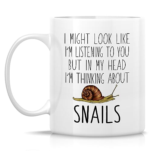 Funny Snail Gift Thinking About Snails Lover | Ceramic Coffee Mug | 11 OZ