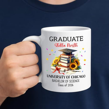 Personalized Graduation Cap Sunflower | Customised Coffee Mug | 11 OZ