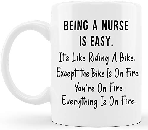 Being Nurse Is Easy Like Riding Bike Funny | Ceramic Coffee Mug | 11 OZ