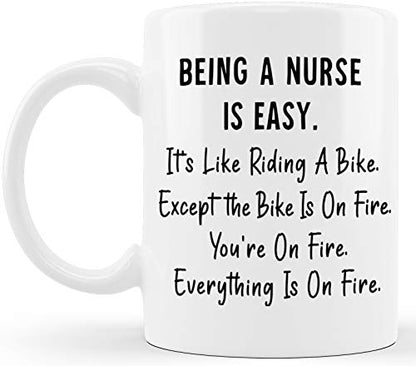 Being Nurse Is Easy Like Riding Bike Funny | Ceramic Coffee Mug | 11 OZ