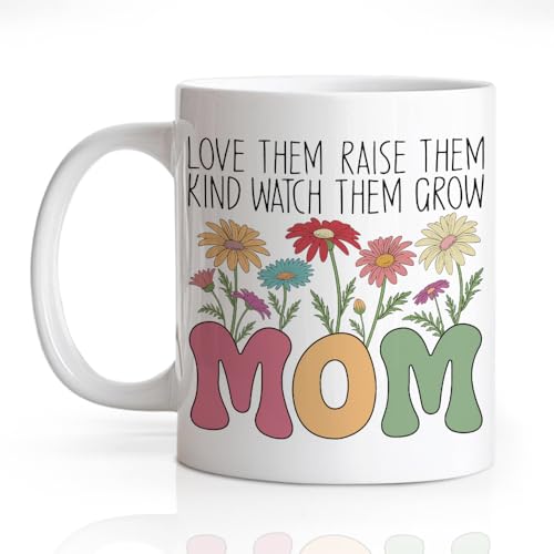 Love Them Raise Double-Sided Funny Floral Mom | Ceramic Coffee Mug | 11 OZ