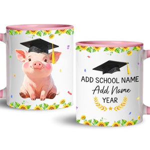 Personalized Happy Graduation Pig Graduate | Customised Coffee Mug | 11 OZ