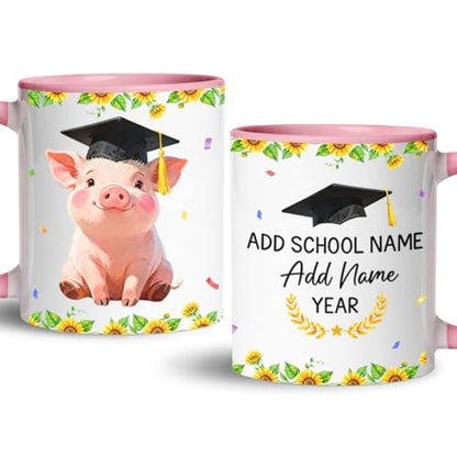 Personalized Happy Graduation Pig Graduate | Customised Coffee Mug | 11 OZ