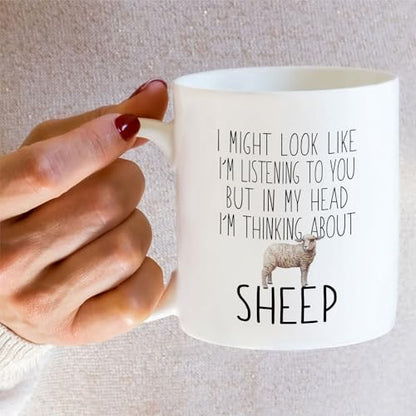 Funny Sheep Lover Thinking About or Humorous | Ceramic Coffee Mug | 11 OZ