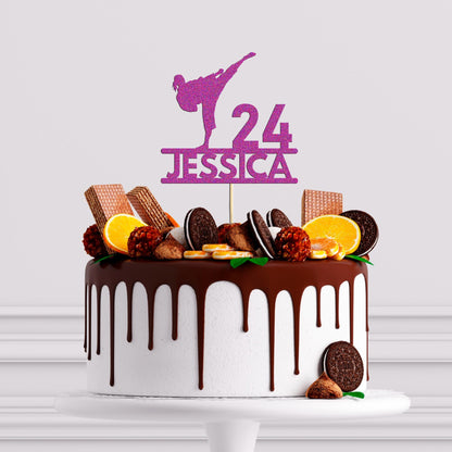 Custom Glitter MMA Cake Topper: Martial Arts Birthday Party