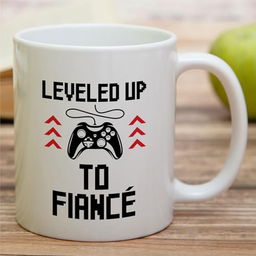 Funny Leveled Up to Fianc Humorous Engagement | Ceramic Coffee Mug | 11 OZ