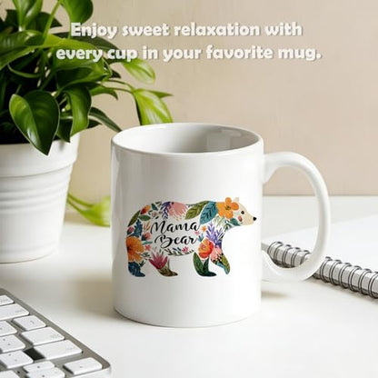 Floral Mama Bear Funny Mom Mother s Day | Ceramic Coffee Mug | 11 OZ