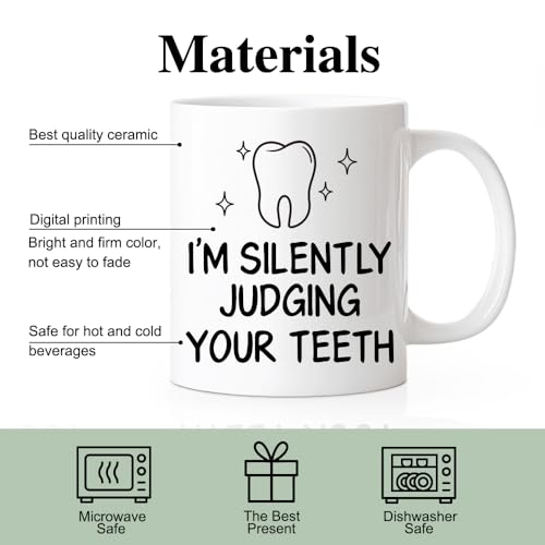 RZHV I M Silently Judging Your Teeth Funny | Ceramic Coffee Mug | 11 OZ