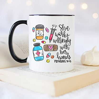 Pharmacist for Women Proverbs 21 13 Pharmacy | Ceramic Coffee Mug | 11 OZ