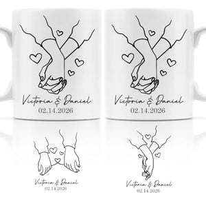 Personalized Couples Holding Hand Custom | Customised Coffee Mug | 11 OZ