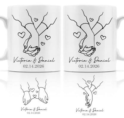Personalized Couples Holding Hand Custom | Customised Coffee Mug | 11 OZ