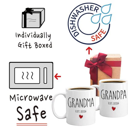Promoted to Grandparents 2026 Set Baby | Ceramic Coffee Mug | 11 OZ