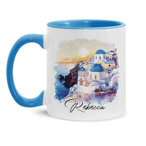 Colorful With Santorini Greece Design | Customised Coffee Mug | 11 OZ